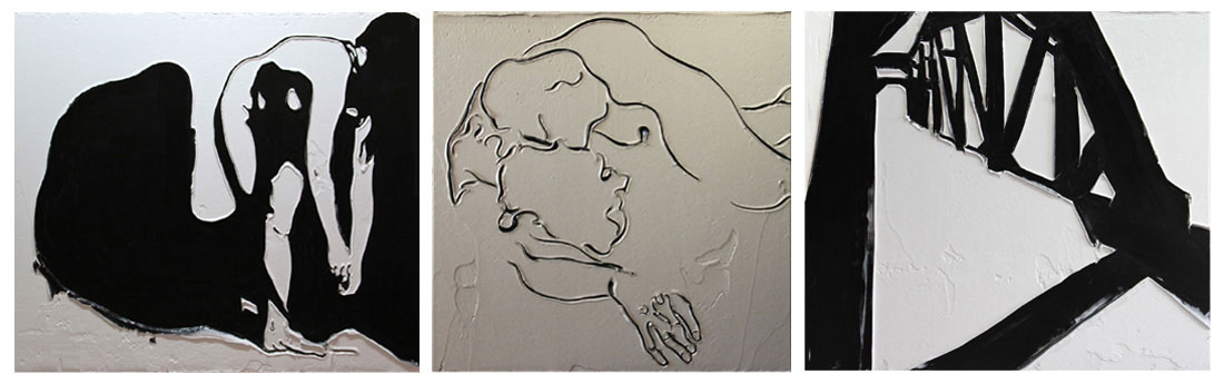 1-Adam Markovic, The Hearts Melt, 2014, acrilico e pasta modellante su tavola, 182x162cm 2-Adam Markovic, The Forgotten Dialect of the Heart, 2014, acrilico e pasta modellante su tavola, 120x120cm 3-Adam Markovic, The Fox Between the Liver and the Stomach, 2014, acrilico e pasta modellant su tavola, cm160x180